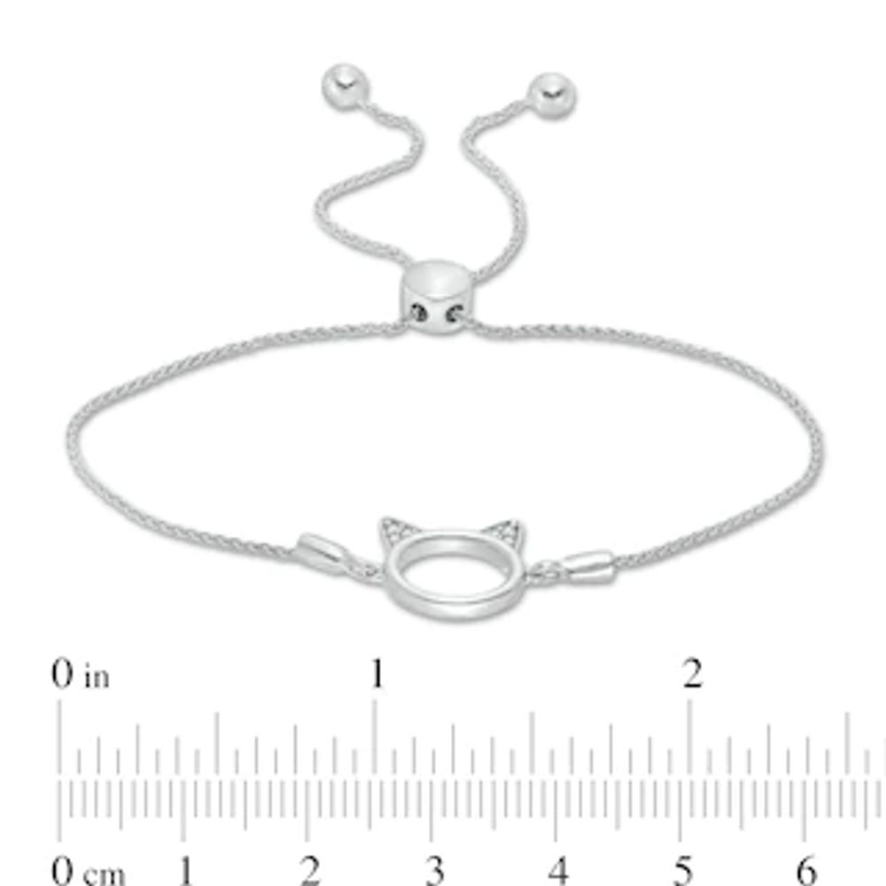 Diamond Accent Cat Ears Bolo Bracelet in Sterling Silver - 9.5"|Peoples Jewellers