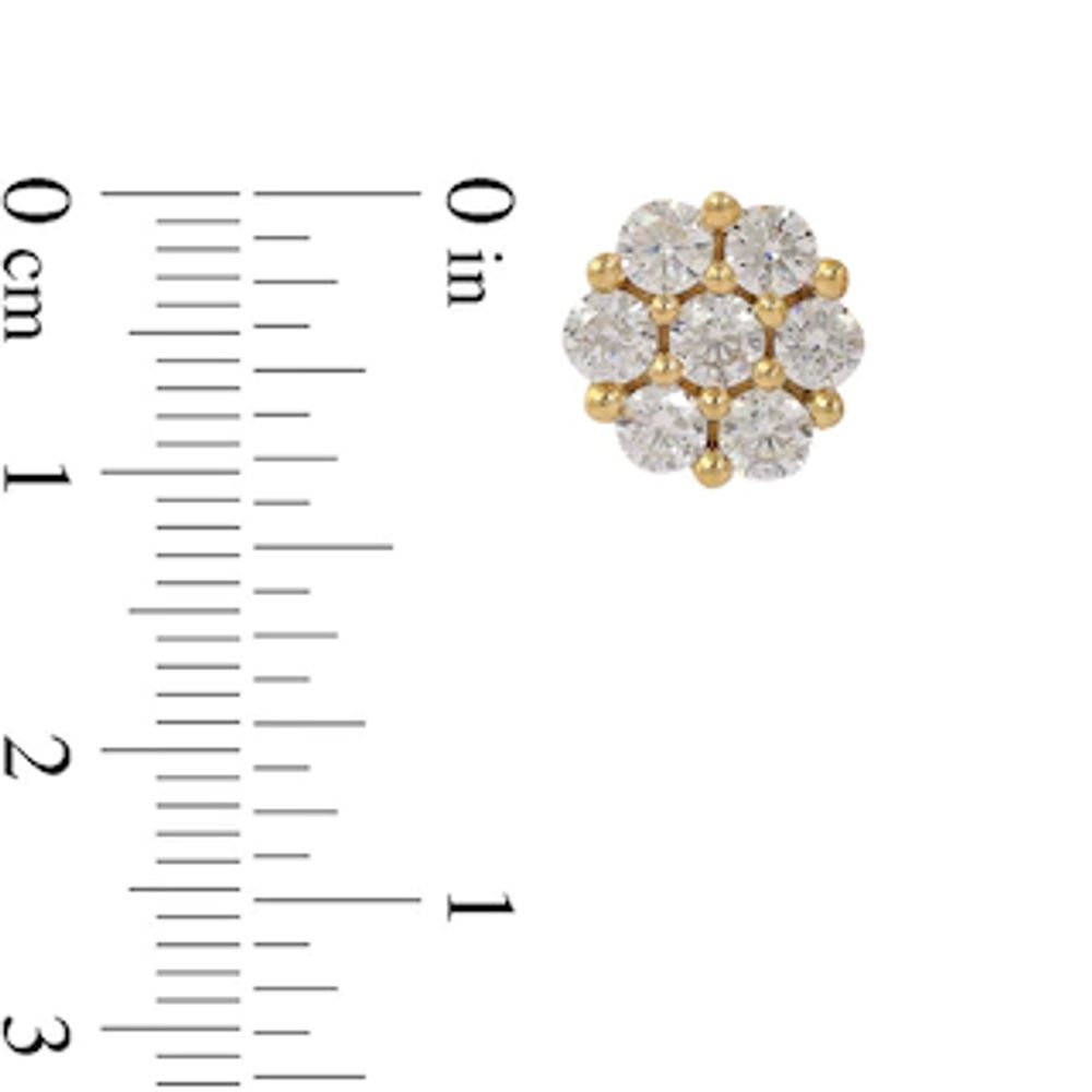 0.95 CT. T.W. Multi-Diamond Flower Stud Earrings in 10K Gold|Peoples Jewellers