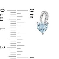 6.0mm Heart-Shaped Aquamarine and Diamond Accent Loop Drop Earrings in Sterling Silver|Peoples Jewellers