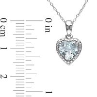 7.0mm Aquamarine Bead Frame Heart Drop Pendant in Sterling Silver|Peoples Jewellers