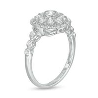 0.45 CT. T.W. Diamond Bezel-Set Scallop Frame Ring in 10K Gold|Peoples Jewellers