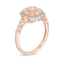 0.45 CT. T.W. Diamond Bezel-Set Scallop Frame Ring in 10K Rose Gold|Peoples Jewellers
