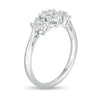 0.29 CT. T.W. Diamond Flower Trio Ring in 10K White Gold|Peoples Jewellers