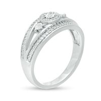 Diamond Accent Bead Split Shank Ring in Sterling Silver|Peoples Jewellers