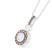 0.45 CT. T.W. Champagne and White Diamond Frame Drop Pendant in 10K White Gold|Peoples Jewellers