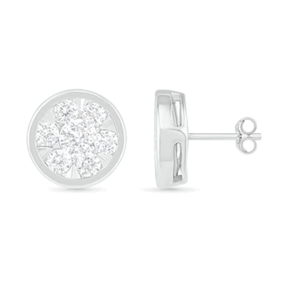 0.95 CT. T.W. Composite Diamond Circle Stud Earrings in 10K White Gold|Peoples Jewellers