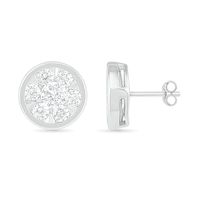 0.95 CT. T.W. Composite Diamond Circle Stud Earrings in 10K White Gold|Peoples Jewellers