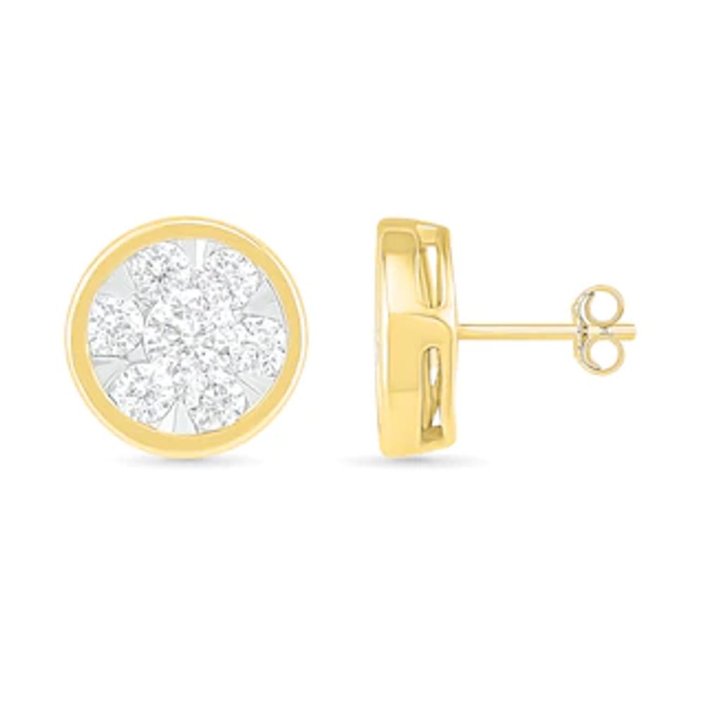 0.95 CT. T.W. Composite Diamond Circle Stud Earrings in 10K Gold|Peoples Jewellers