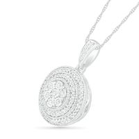 0.14 CT. T.W. Composite Diamond Double Frame Pendant in Sterling Silver|Peoples Jewellers