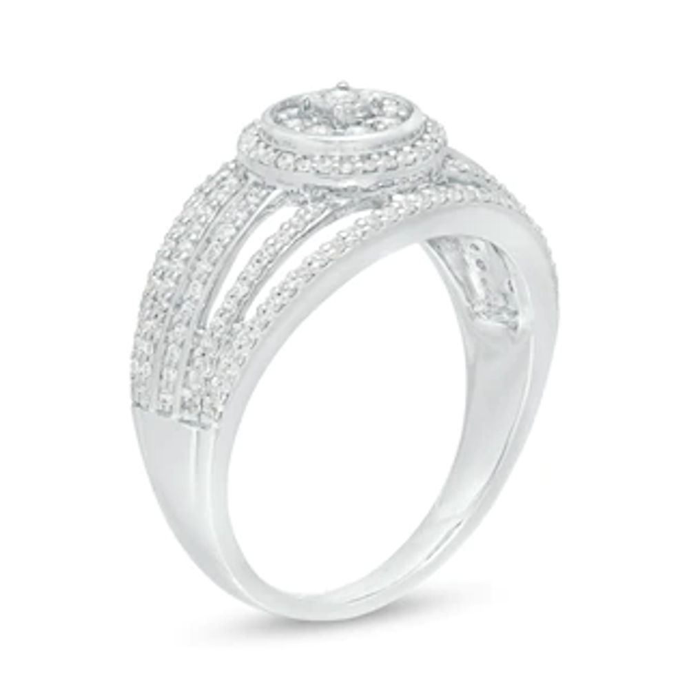 0.45 CT. T.W. Composite Diamond Multi-Row Split Shank Ring in 10K White Gold|Peoples Jewellers
