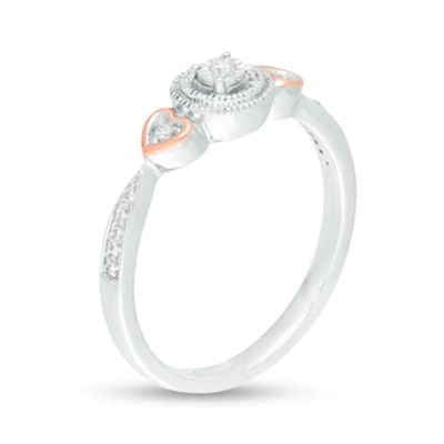 0.09 CT. T.W. Composite Diamond Heart Sides Promise Ring in Sterling Silver and 10K Rose Gold|Peoples Jewellers