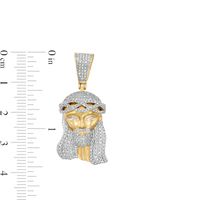 Men's 0.75 CT. T.W. Diamond Jesus Head Necklace Charm in 10K Gold|Peoples Jewellers