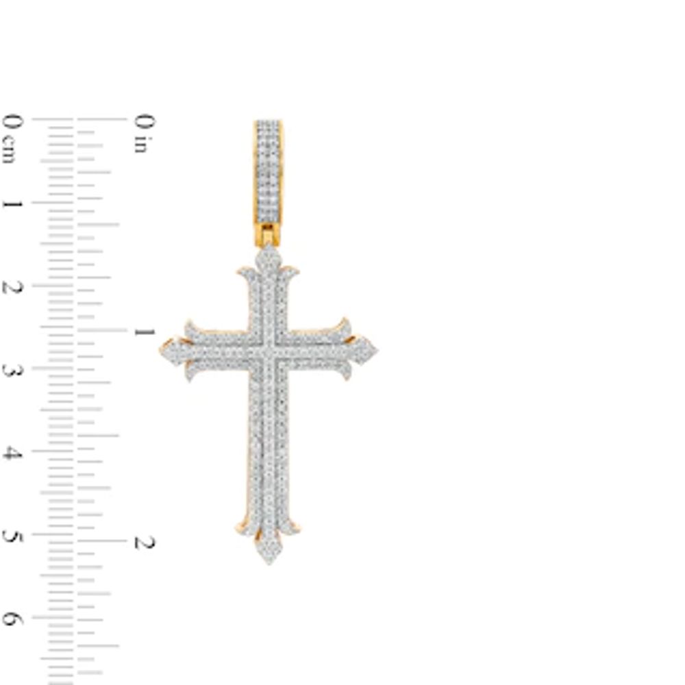 Men's 0.91 CT. T.W. Diamond Gothic-Style Cross Necklace Charm in 10K Gold|Peoples Jewellers