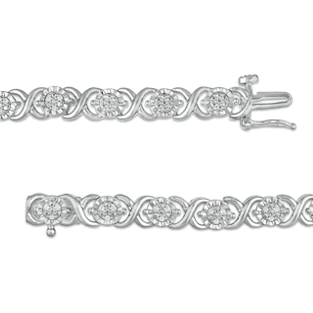 0.25 CT. T.W. Diamond Alternating "X" Line Bracelet in Sterling Silver - 7.25"|Peoples Jewellers