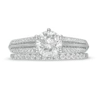 1.45 CT. T.W. Diamond Edge Double Row Bridal Set in 10K White Gold|Peoples Jewellers