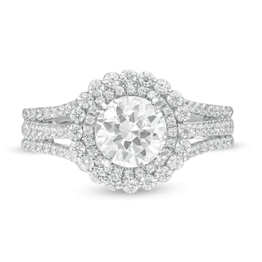 1.58 CT. T.W. Diamond Frame Multi-Row Split Shank Engagement Ring in 10K White Gold|Peoples Jewellers