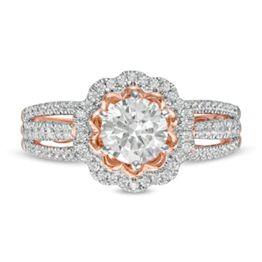1.15 CT. T.W. Diamond Flower Frame Engagement Ring in 10K Rose Gold|Peoples Jewellers