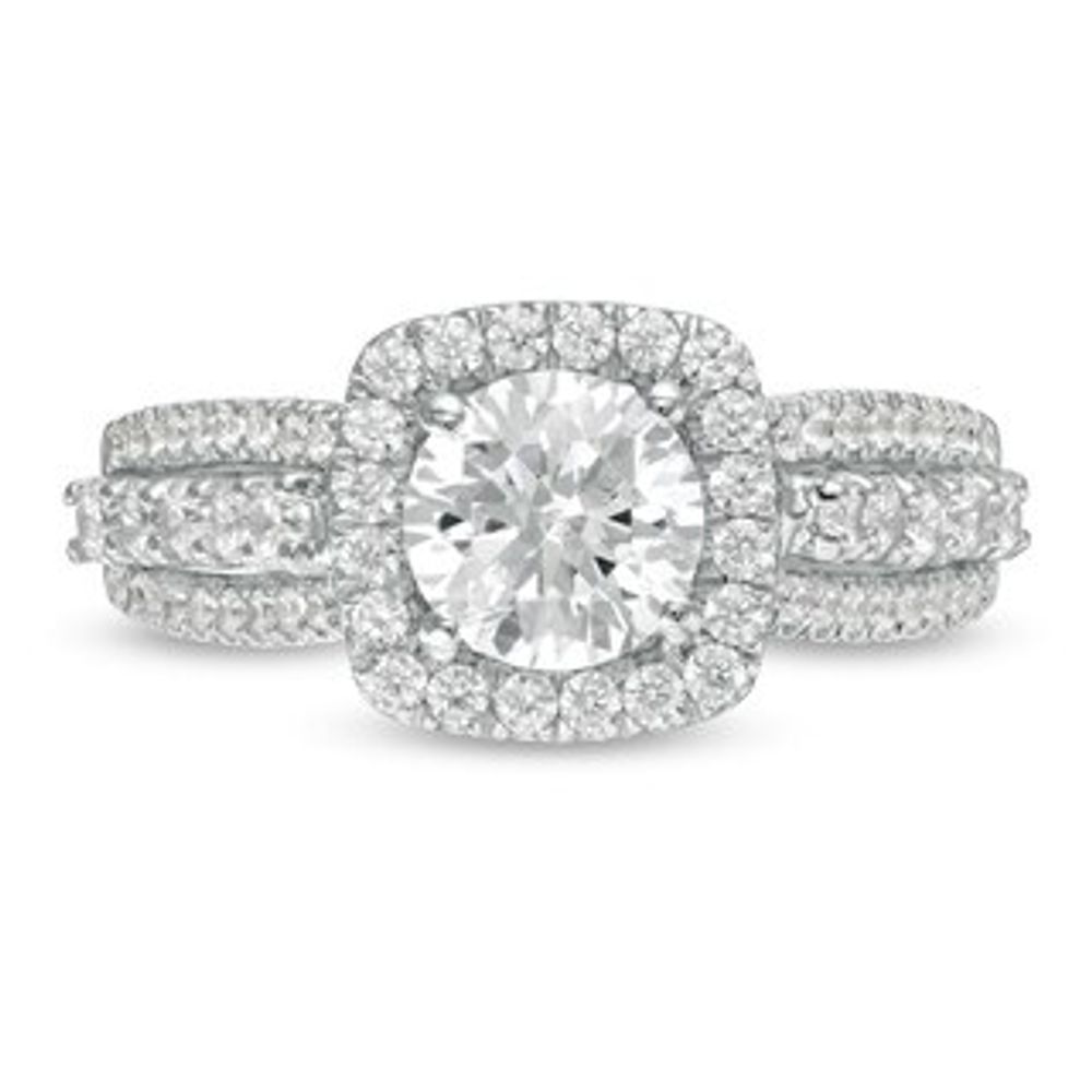 1.69 CT. T.W. Diamond Cushion Frame Engagement Ring in 10K White Gold|Peoples Jewellers