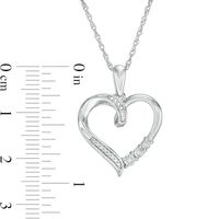 Diamond Accent Ribbon Heart Pendant in Sterling Silver|Peoples Jewellers