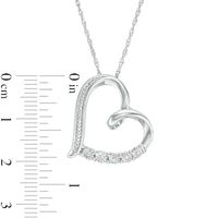 Diamond Accent Tilted Ribbon Heart Pendant in Sterling Silver|Peoples Jewellers