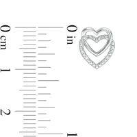 Diamond Accent Linear Double Heart Stud Earrings in Sterling Silver|Peoples Jewellers