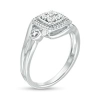 Quad Diamond Accent Cushion Frame Bypass Ring in Sterling Silver|Peoples Jewellers