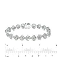 5.00 CT. T.W. Composite Diamond Tilted Cushion Frame Link Bracelet in 10K White Gold - 7.5"|Peoples Jewellers