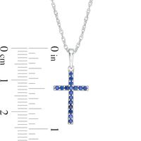 Blue Sapphire Cross Pendant in 10K White Gold|Peoples Jewellers