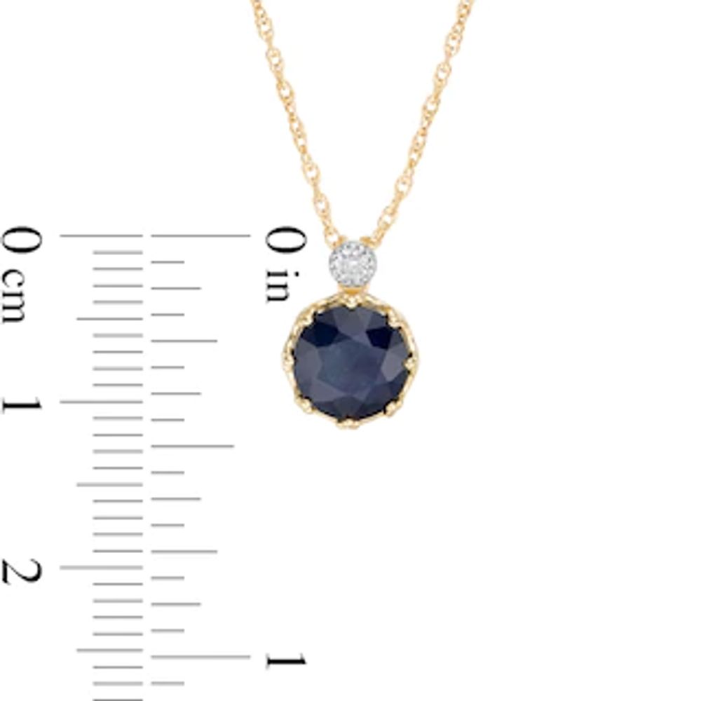 7.0mm Blue Sapphire and Diamond Accent Pendant in 10K Gold|Peoples Jewellers