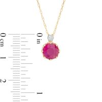 7.0mm Ruby and Diamond Accent Pendant in 10K Gold|Peoples Jewellers