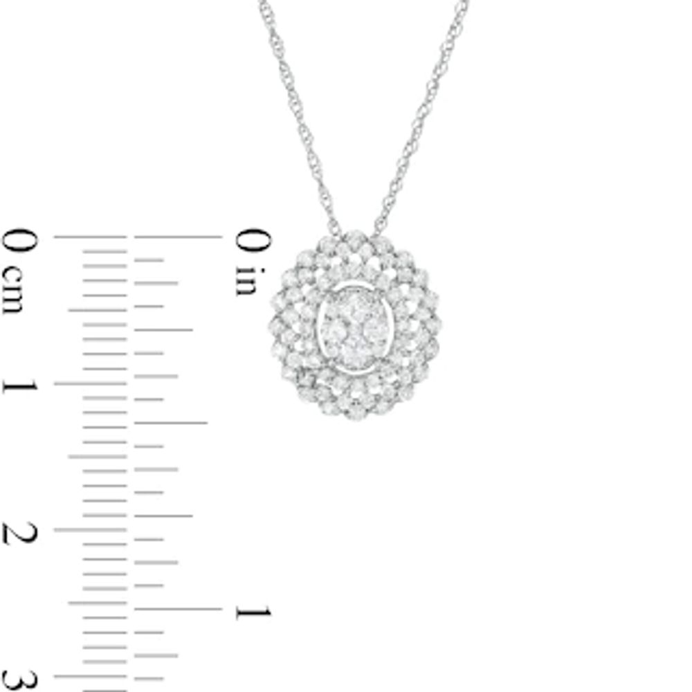 0.50 CT. T.W. Composite Diamond Oval Scallop Frame Pendant in 10K White Gold|Peoples Jewellers