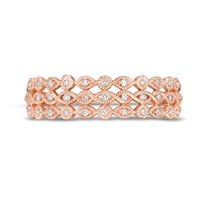 0.065 CT. T.W. Diamond Triple Row Vintage-Style Art Deco Ring in 10K Rose Gold|Peoples Jewellers