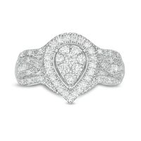 0.50 CT. T.W. Composite Pear Diamond Teardrop Frame Vintage-Style Engagement Ring in 10K White Gold|Peoples Jewellers