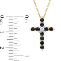 Blue Sapphire and 0.05 CT. Diamond Cross Pendant in 10K Gold|Peoples Jewellers