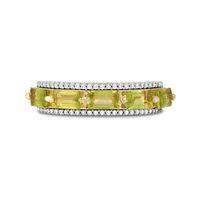 Sideways Baguette Peridot and 0.15 CT. T.W. Diamond Border Five Stone Ring in 10K Gold|Peoples Jewellers
