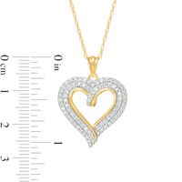 0.45 CT. T.W. Diamond Double Row Curly Heart Pendant in 10K Gold|Peoples Jewellers