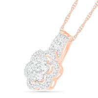 0.95 CT. T.W. Composite Diamond Flower Frame Drop Pendant in 10K Rose Gold|Peoples Jewellers