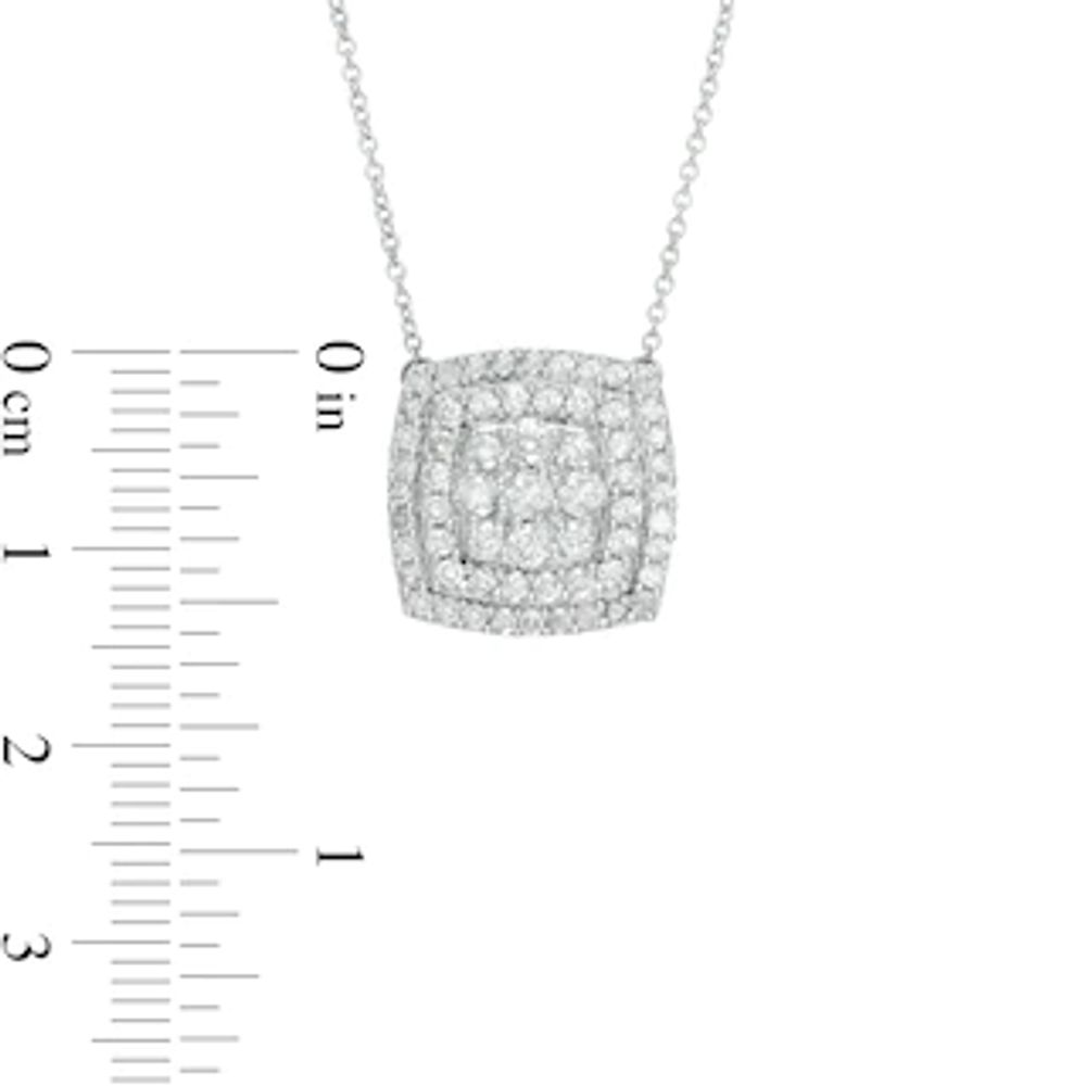 0.95 CT. T.W. Composite Diamond Double Cushion Frame Necklace in 10K Gold|Peoples Jewellers