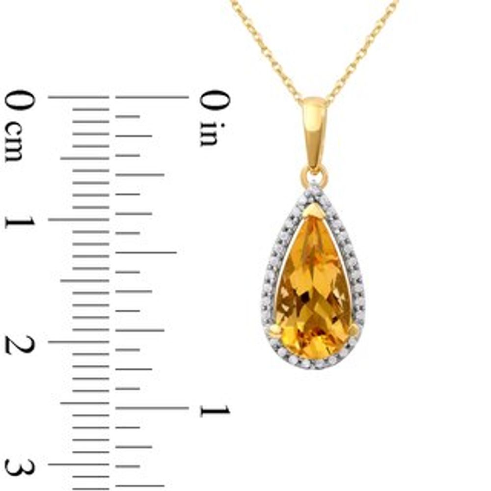 Pear-Shaped Citrine and 0.10 CT. T.W. Diamond Frame Pendant in 10K Gold|Peoples Jewellers