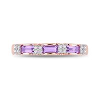 Baguette Amethyst and 0.07 CT. T.W. Diamond Quad Alternating Ring in 10K Rose Gold|Peoples Jewellers