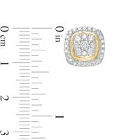 0.95 CT. T.W. Cushion-Shaped Multi-Diamond Frame Stud Earrings in 10K Gold|Peoples Jewellers