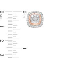 0.95 CT. T.W. Composite Diamond Cushion Frame Stud Earrings in 10K Rose Gold|Peoples Jewellers