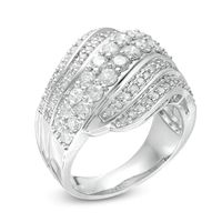 1.95 CT. T.W. Diamond Centre Double Row Waves Ring in 10K Gold|Peoples Jewellers