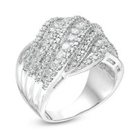 1.95 CT. T.W. Diamond Multi-Row Crossover Ring in 10K White Gold|Peoples Jewellers