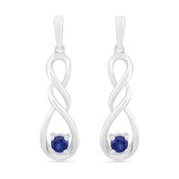 3.1mm Lab-Created Blue Sapphire Solitaire Double Cascading Infinity Drop Earrings in Sterling Silver|Peoples Jewellers