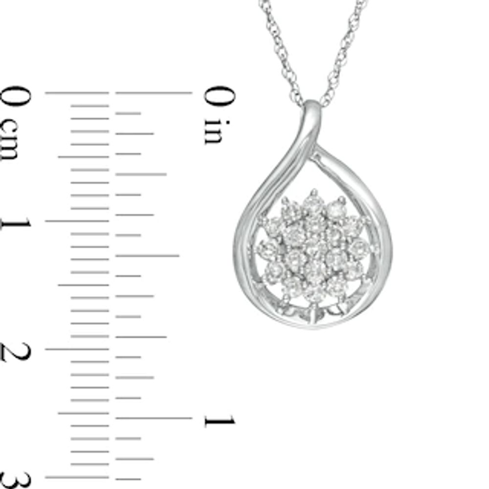 0.40 CT. T.W. Composite Diamond Teardrop Frame Pendant in 10K White Gold|Peoples Jewellers
