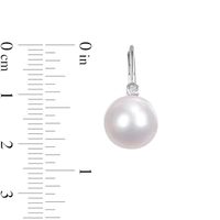 9.0-10.0mm South Sea Cultured Pearl and 0.10 CT. T.W. Diamond Drop Earrings in 14K White Gold|Peoples Jewellers