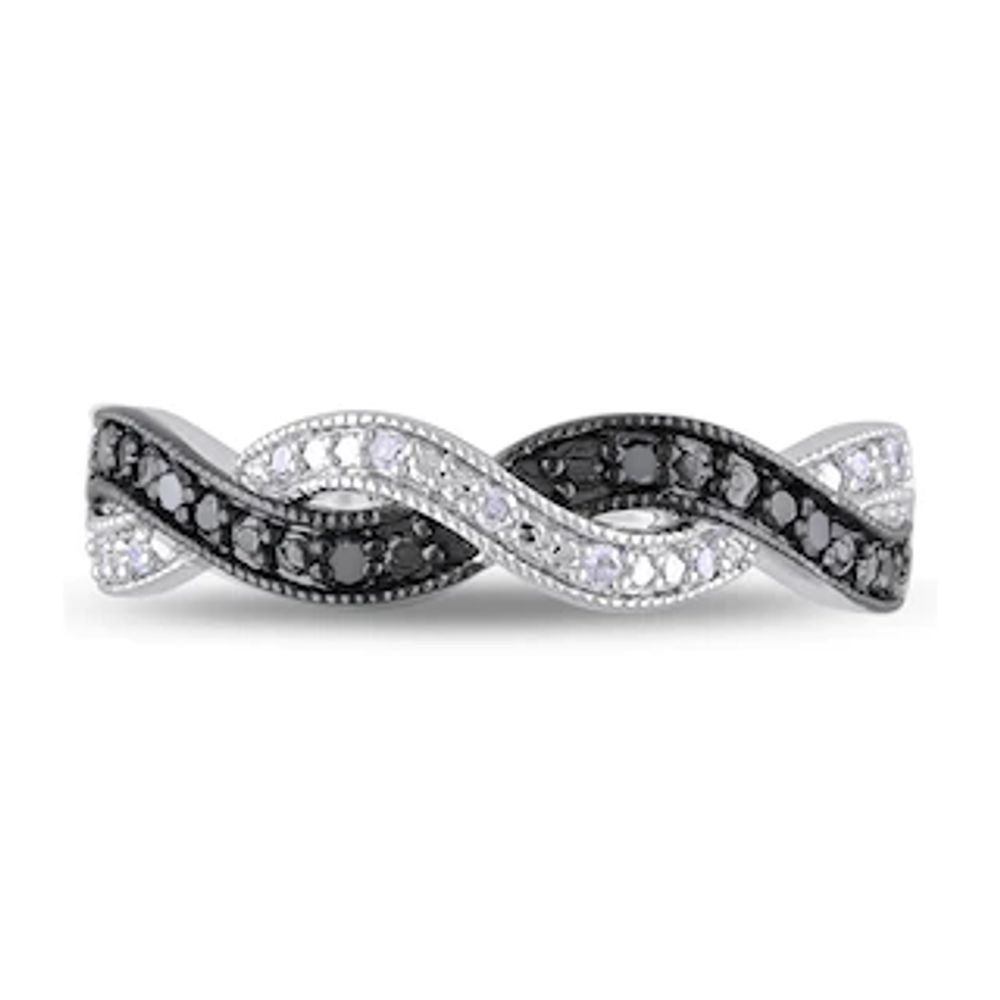 0.10 CT. T.W. Enhanced Black and White Diamond Twist Vintage-Style Ring in Sterling Silver|Peoples Jewellers