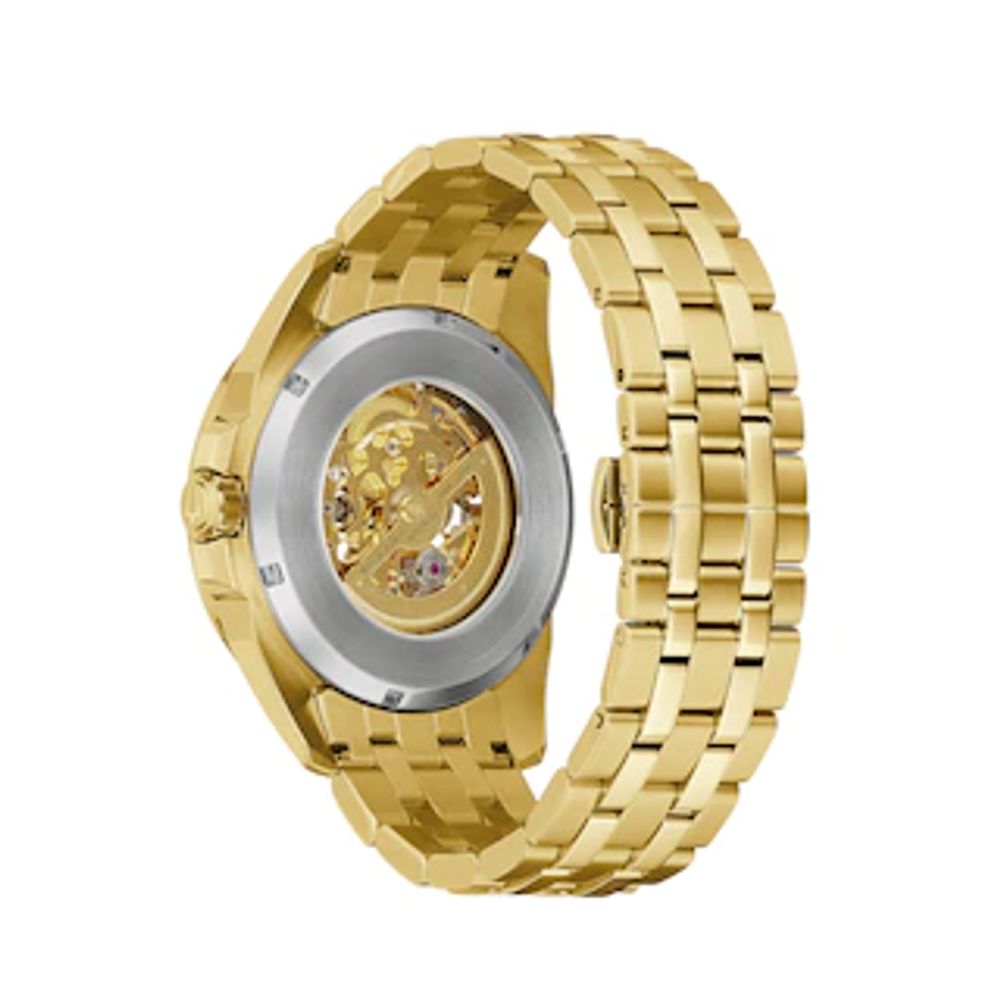 Men's Bulova Sutton Automatic Gold-Tone Watch with Gold-Tone Skeleton Dial (Model: 97A162)|Peoples Jewellers