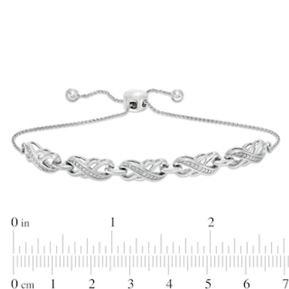 Diamond Accent Double Infinity Bolo Bracelet in Sterling Silver - 9.5"|Peoples Jewellers